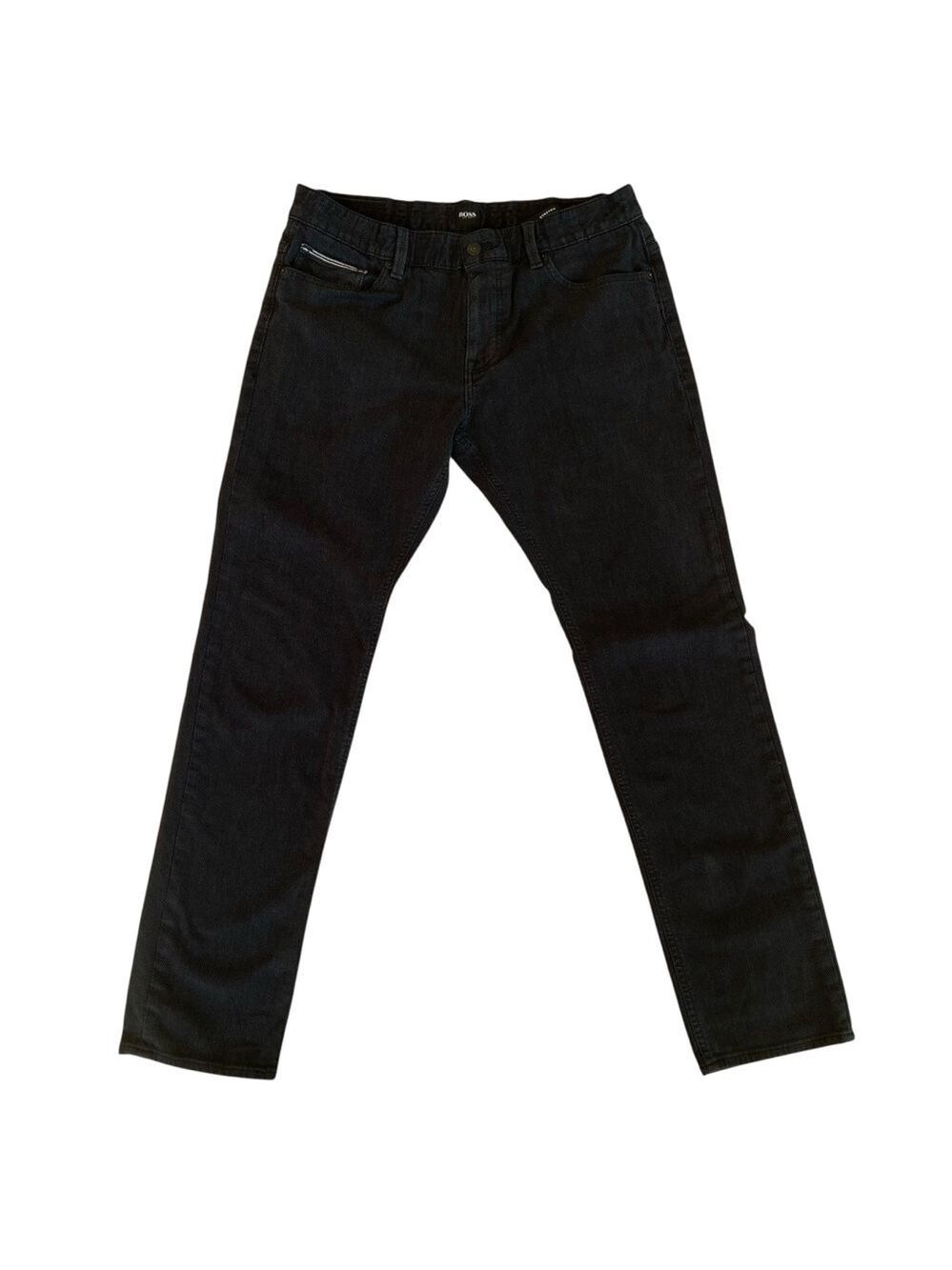 Hugo Boss Black Textured Jeans Mens 35 Straight Leg Stretch Designer Denim